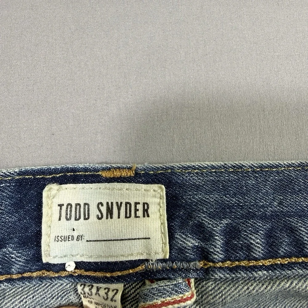 Todd Snyder Selvedge Jeans Mens 33x32 Slim Fit Light Wash Button Fly 12.5 Oz EUC